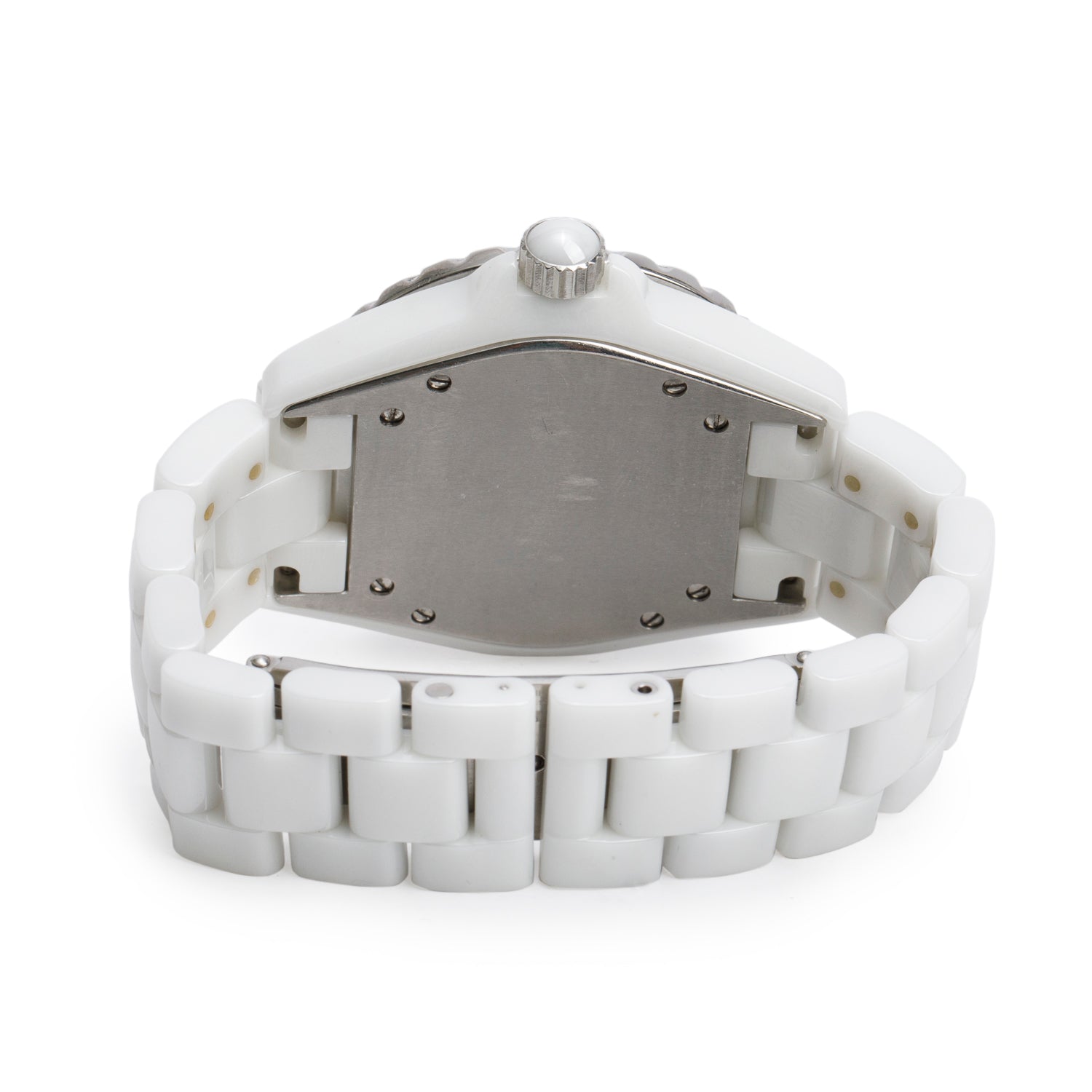 Chanel White Ceramic Diamond Bezel J12 38 MM Automatic Watch