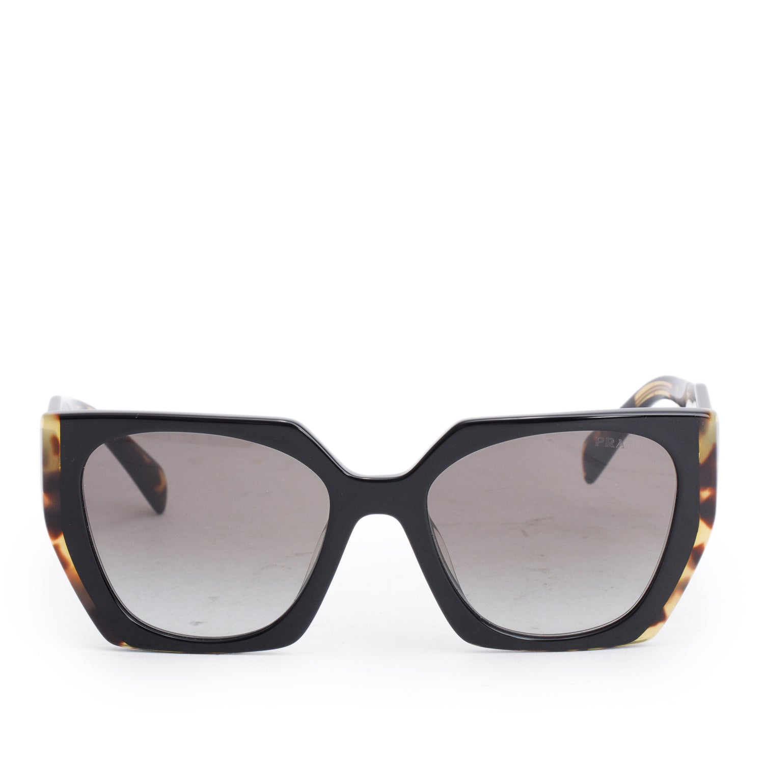 Prada SPR 15W Black/Brown Tortoishell Acetate Prada Logo Sunglasses w/ Case