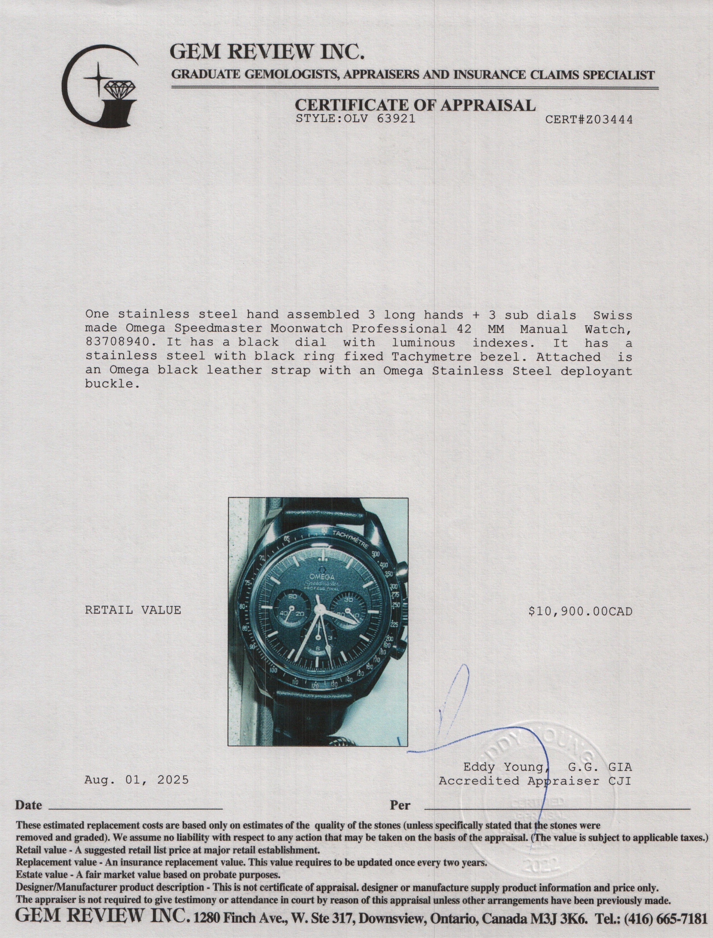 Omega 2023 Stainless Steel Speedmaster Moonwatch Professional 42 MM Manual Watch w/ Box & Papers