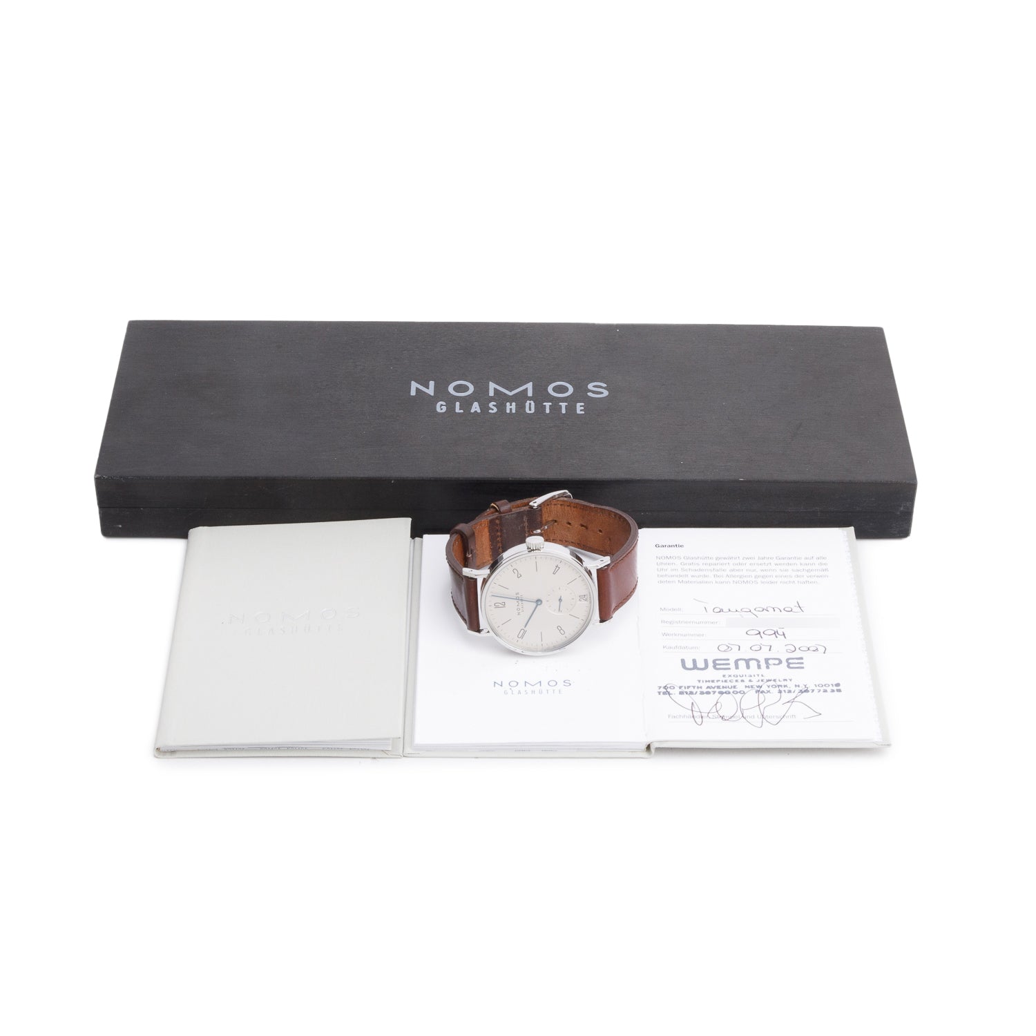 Nomos Glashutte Stainless Steel Tangomat 38.3 MM Automatic Watch w/ Box & Papers