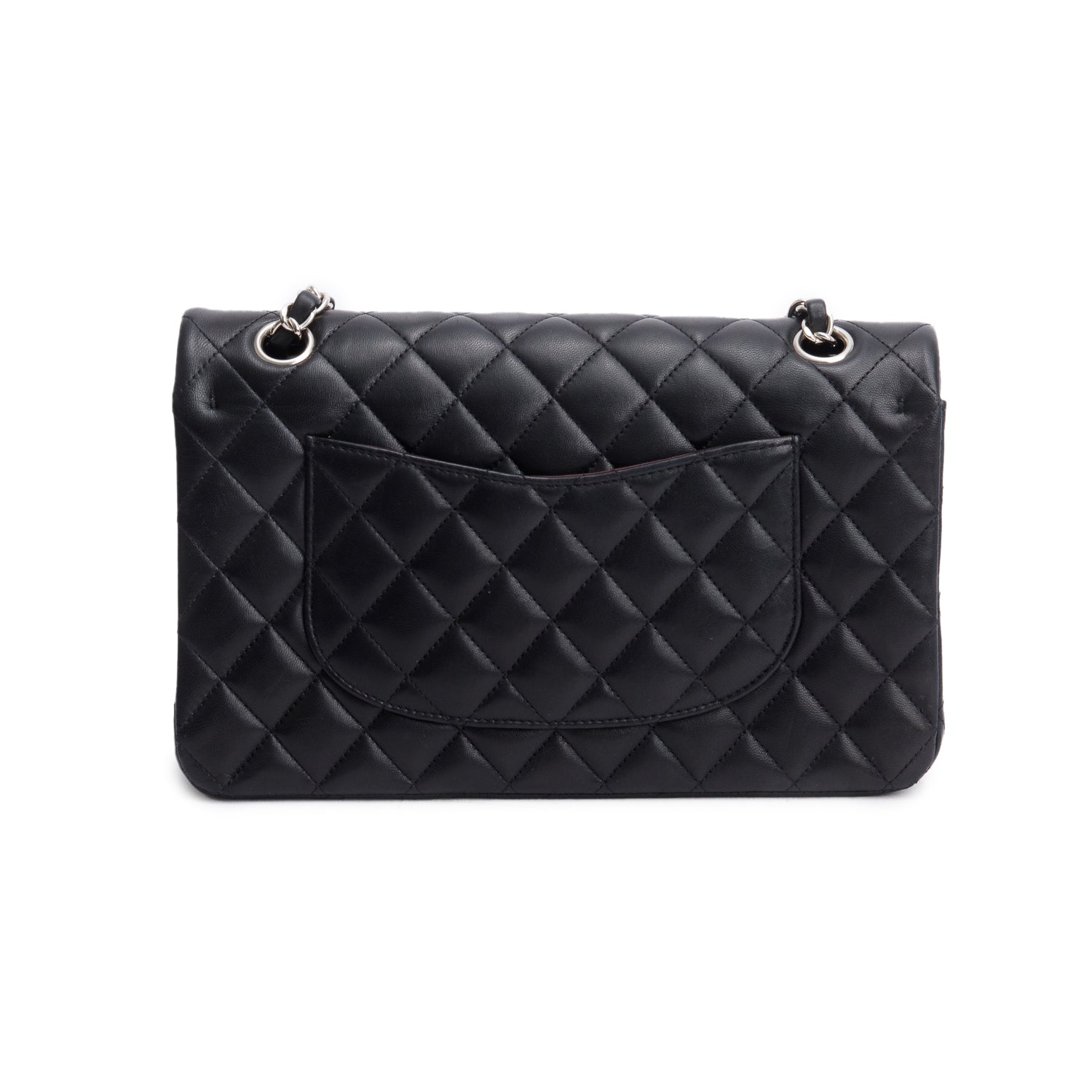 Chanel Black Quilted Lambskin Leather Classic Medium Double Flap Bag
