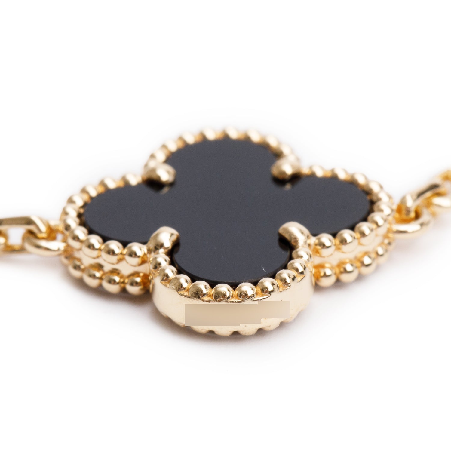 Van Cleef & Arpels 2024 18k Yellow Gold Vintage Alhambra 5 Motif Onyx Bracelet w/ Box & Certificate