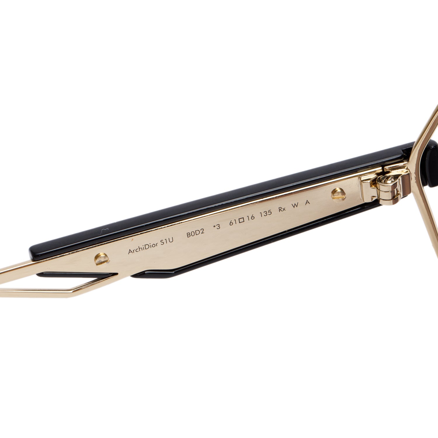 Christian Dior Black Acetate Gold Tone Metal ArchiDior S1U Square Sunglasses w/ Box & Case