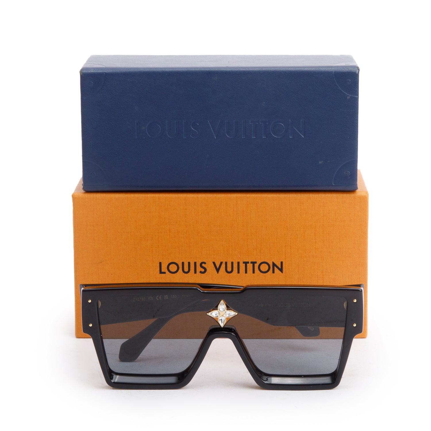 Louis Vuitton 2023 Z1578E Black Acetate Cyclone Sunglasses w/ Box & Case