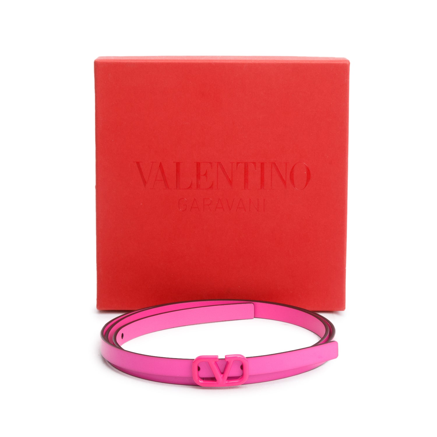 Valentino Pink Patent Leather Vlogo Signature Thin Belt, 90 36 w/ Box