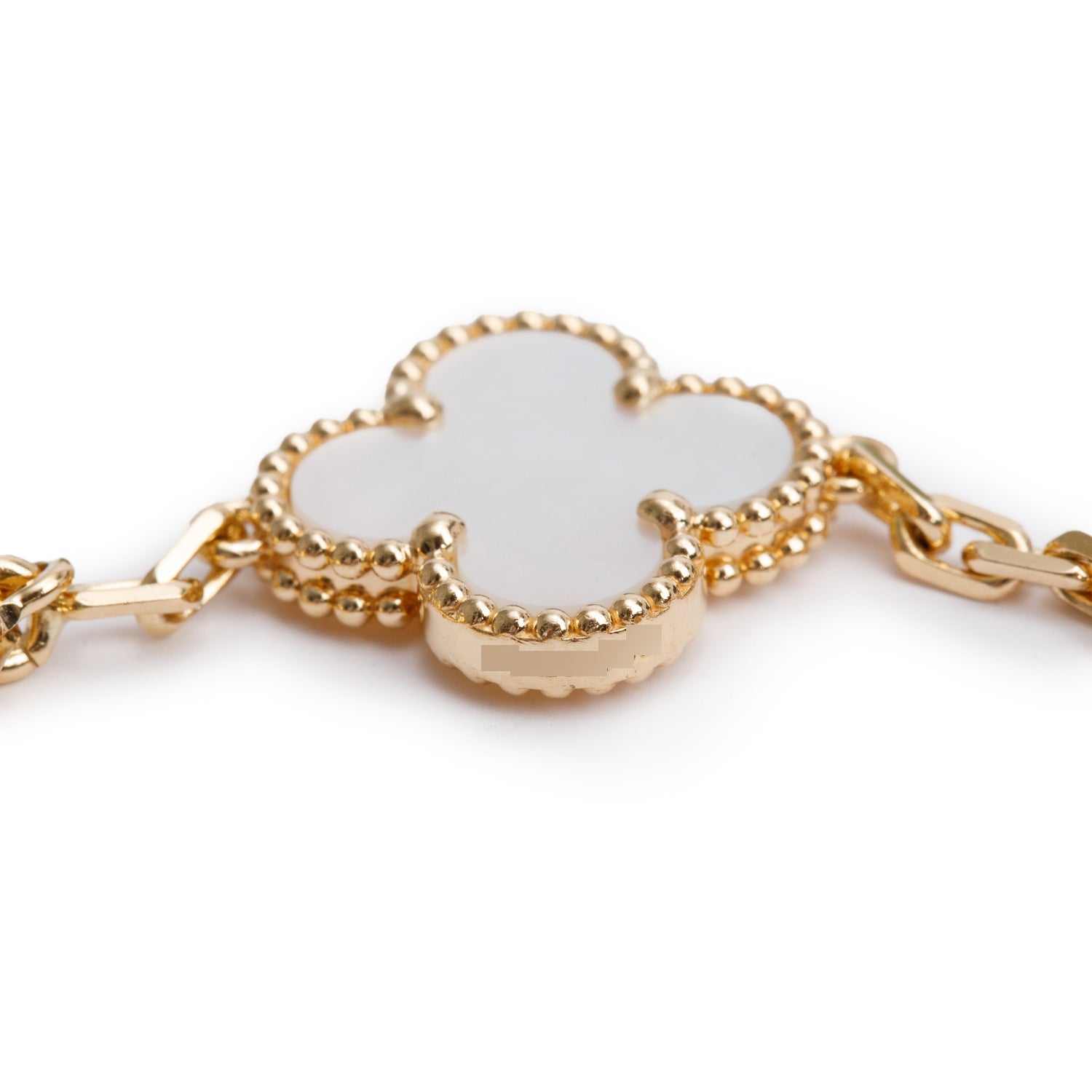 Van Cleef & Arpels 2023 18k Yellow Gold Vintage Alhambra 5 Motif Mother of Pearl Bracelet w/ Box & Certificate