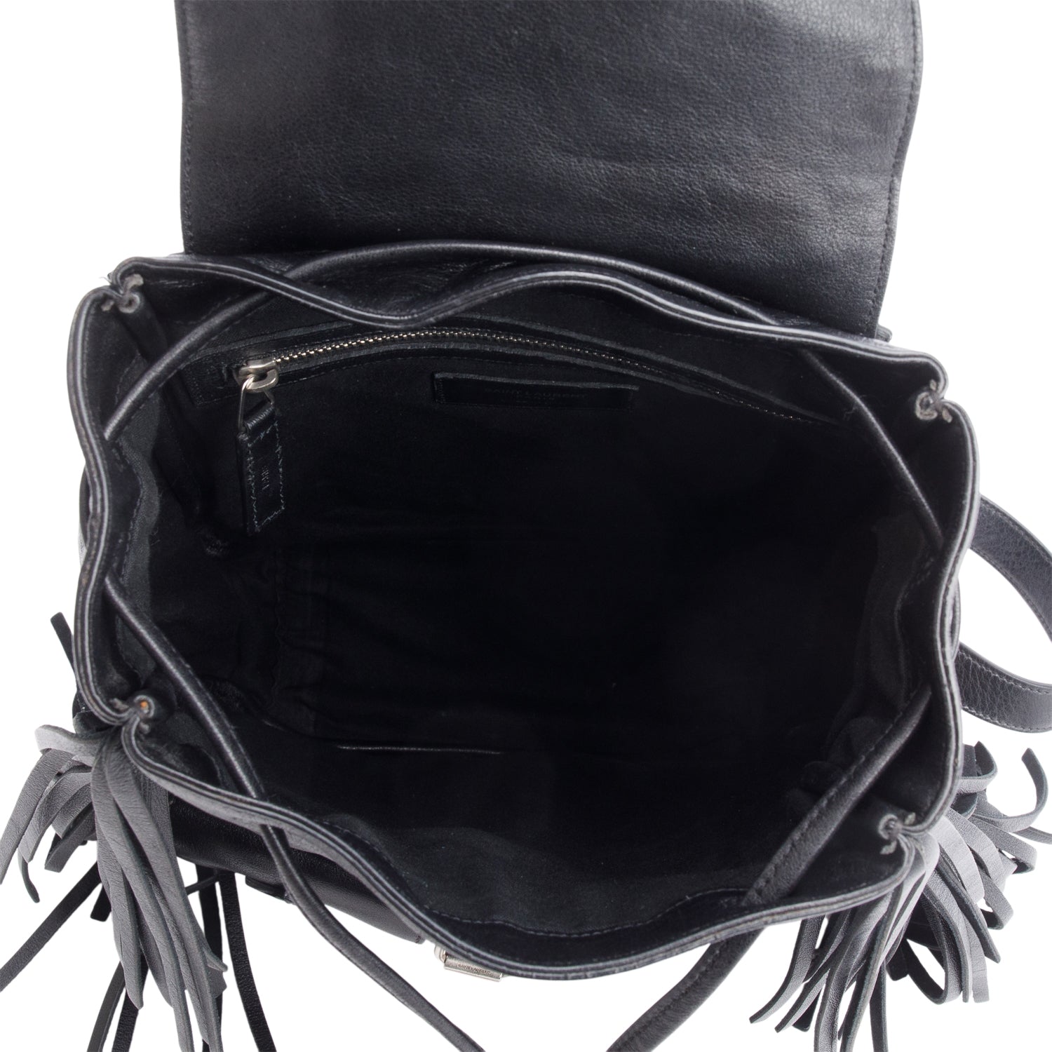 Saint Laurent Black Calfskin Fringe Festival Backpack