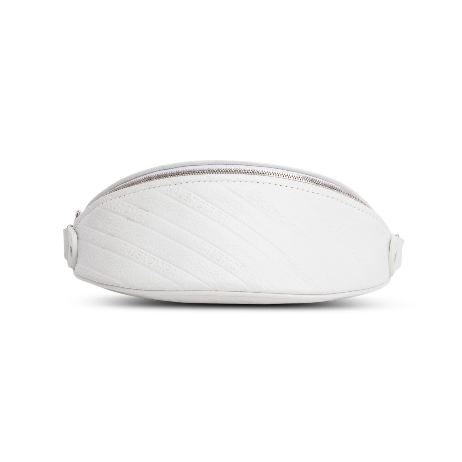 Balenciaga White Logo Embossed Leather XS Souvenir Belt Bag