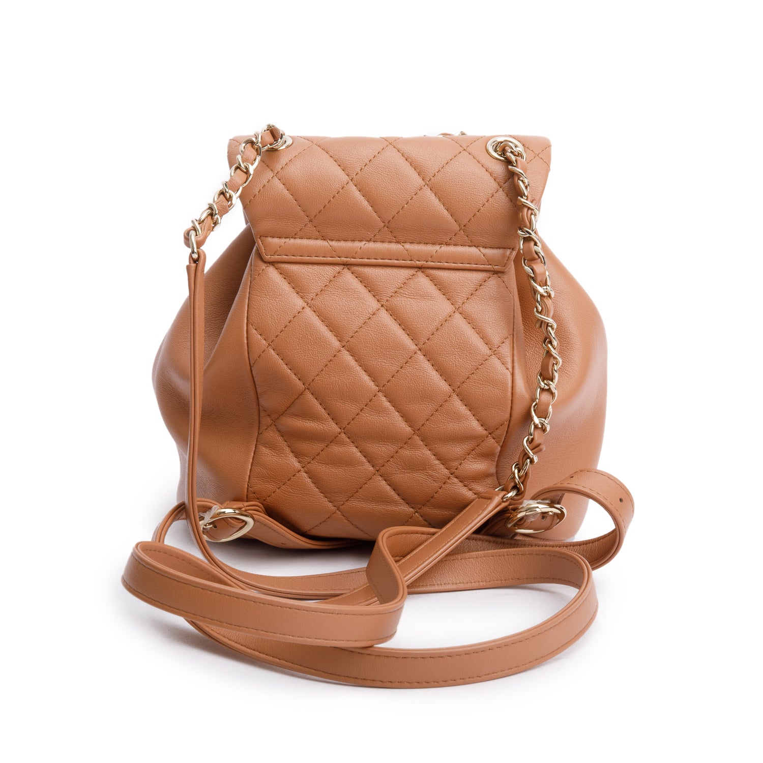 Chanel Beige Lambskin Quilted Small Duma Drawstring Backpack