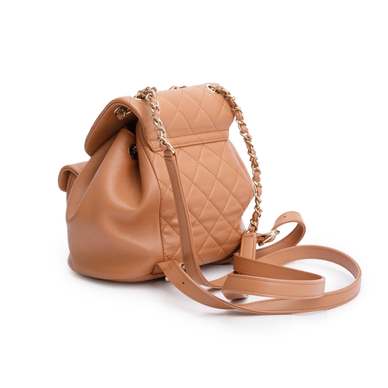Chanel Beige Lambskin Quilted Small Duma Drawstring Backpack