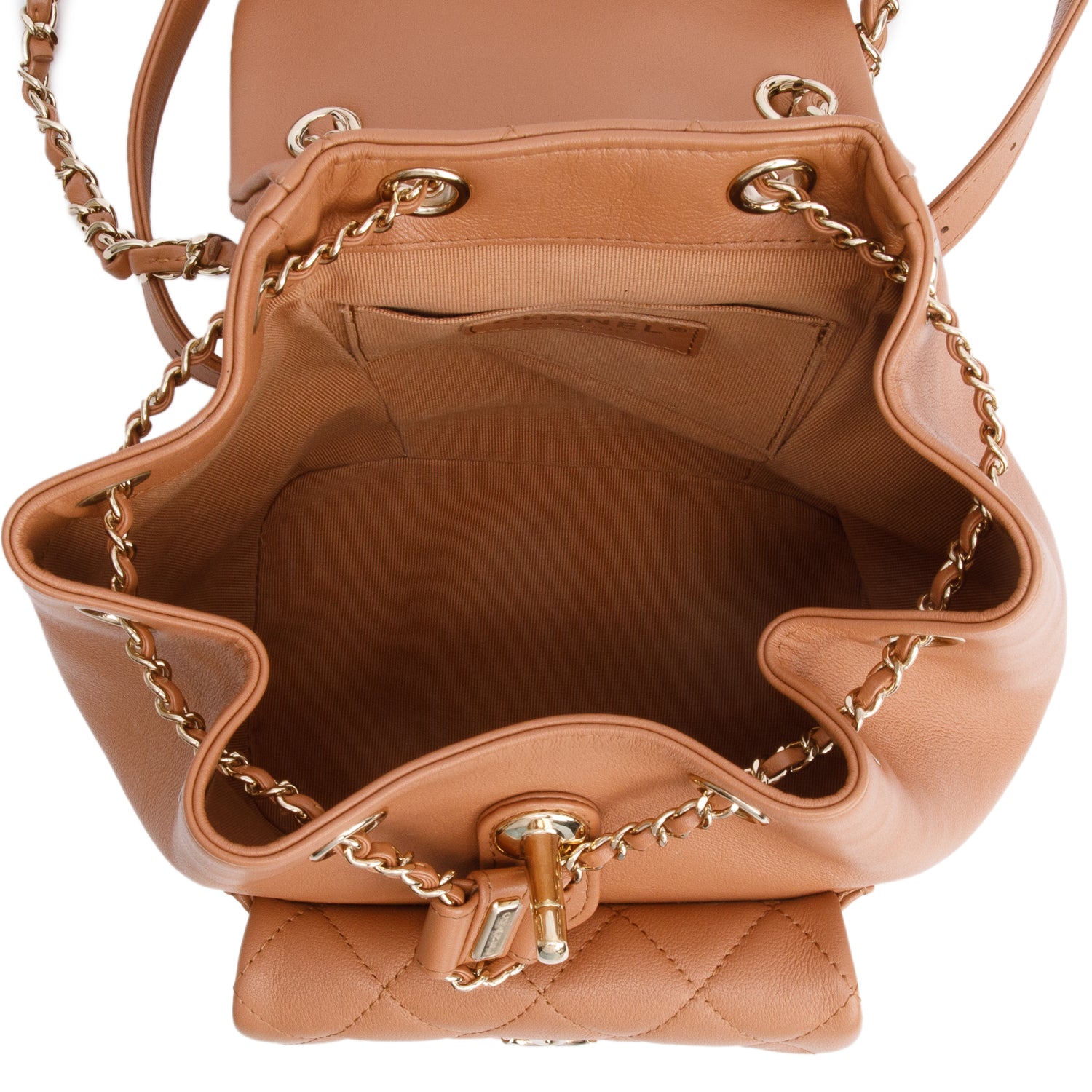 Chanel Beige Lambskin Quilted Small Duma Drawstring Backpack