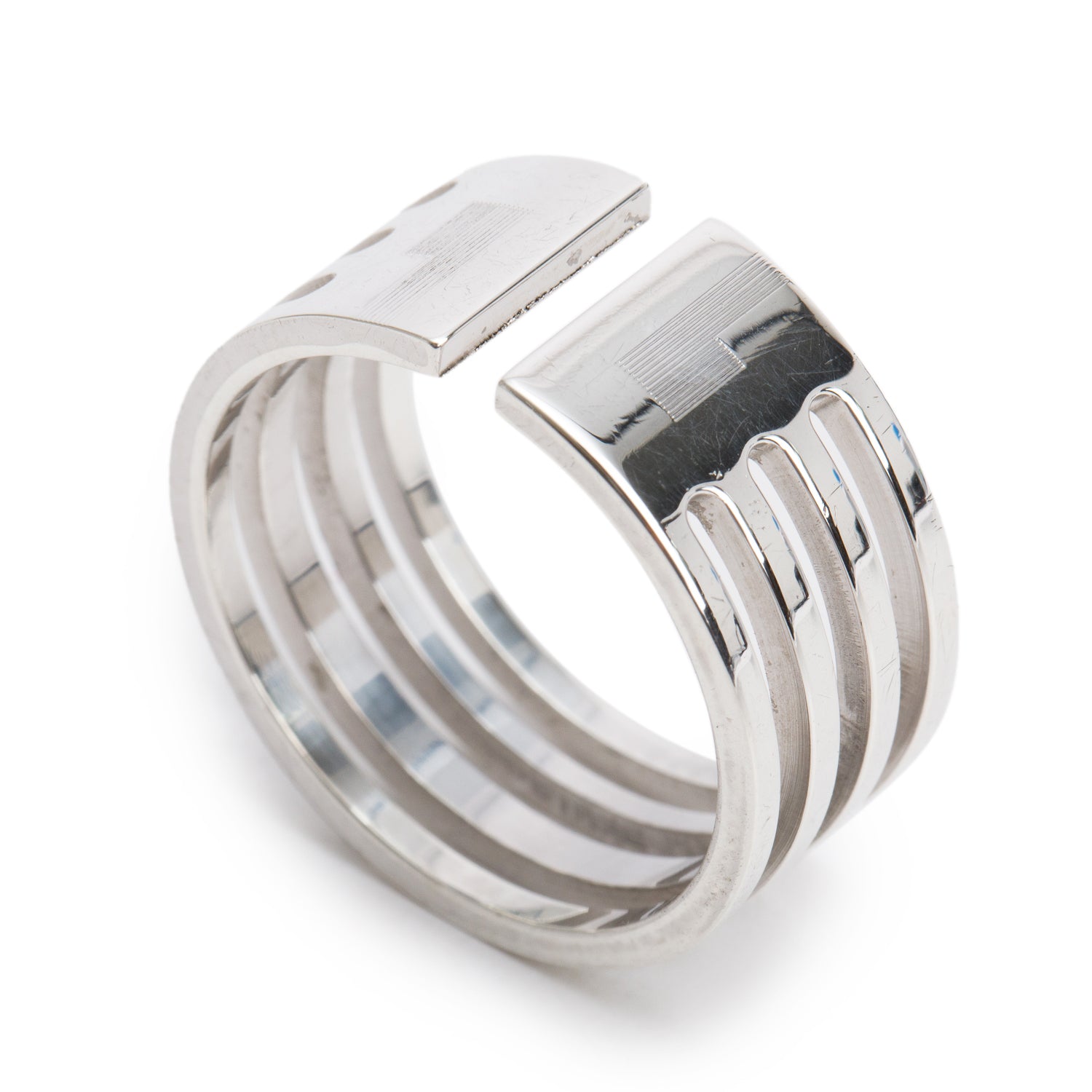 Gucci Vintage Sterling Silver Four-Row Ring, Size 12