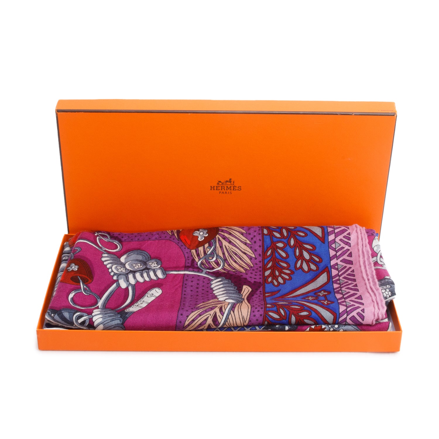 Hermes Purple/Multicolor 'Zenobie, Raine De Palmyre' Cashmere Silk Shawl 140 w/ Box