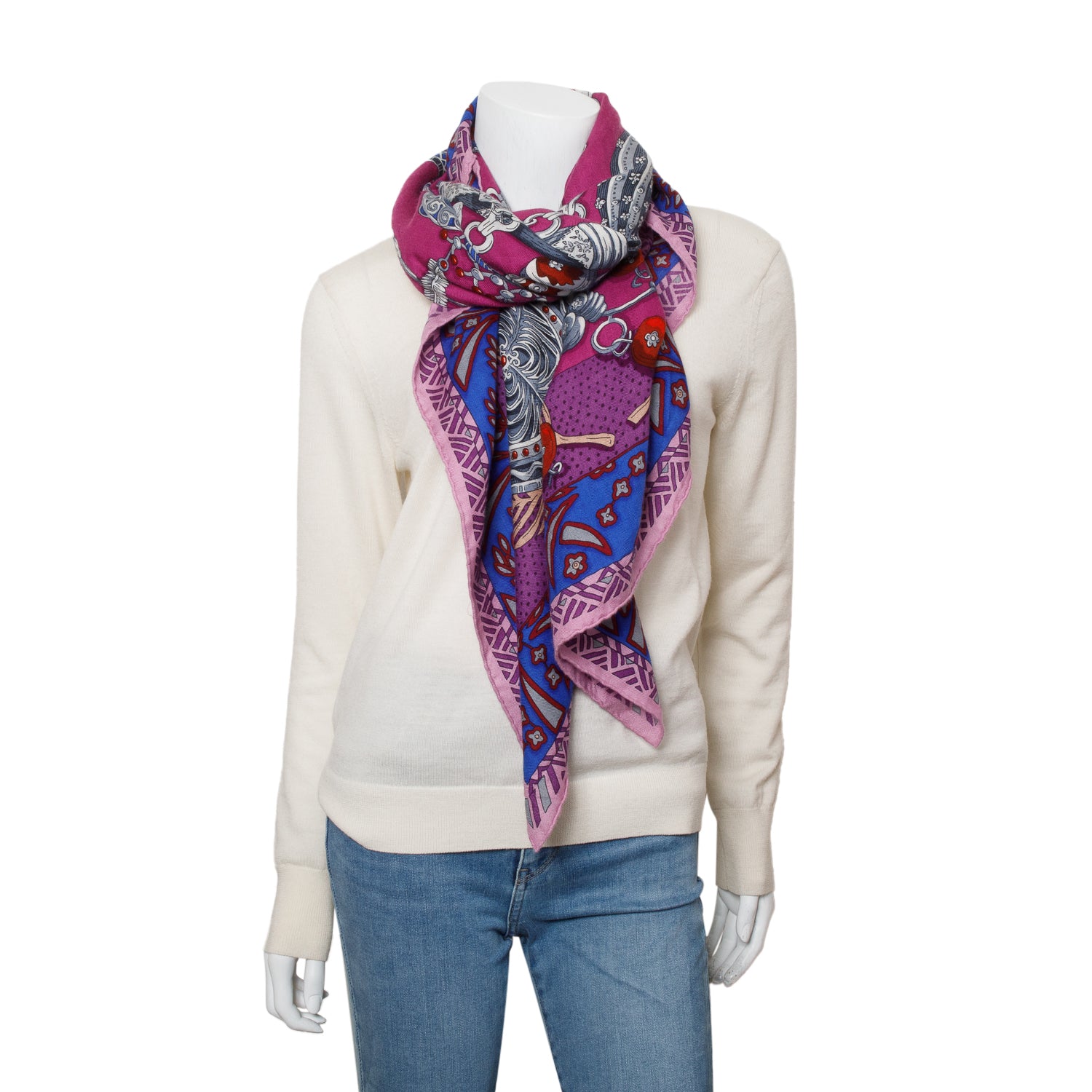 Hermes Purple/Multicolor 'Zenobie, Raine De Palmyre' Cashmere Silk Shawl 140 w/ Box