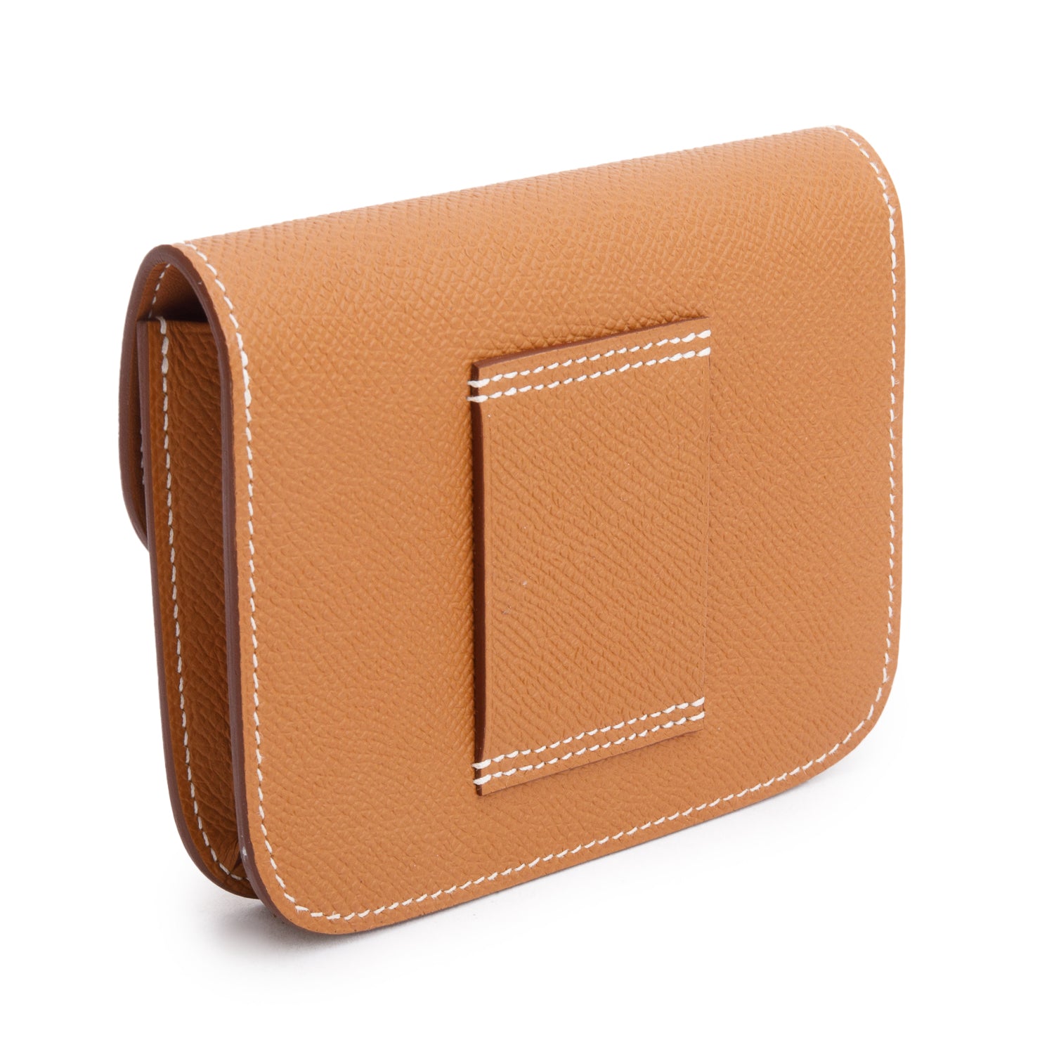 Hermes 2024 Gold Veau Epsom Constance Slim Compact Wallet w/ Box & Insert