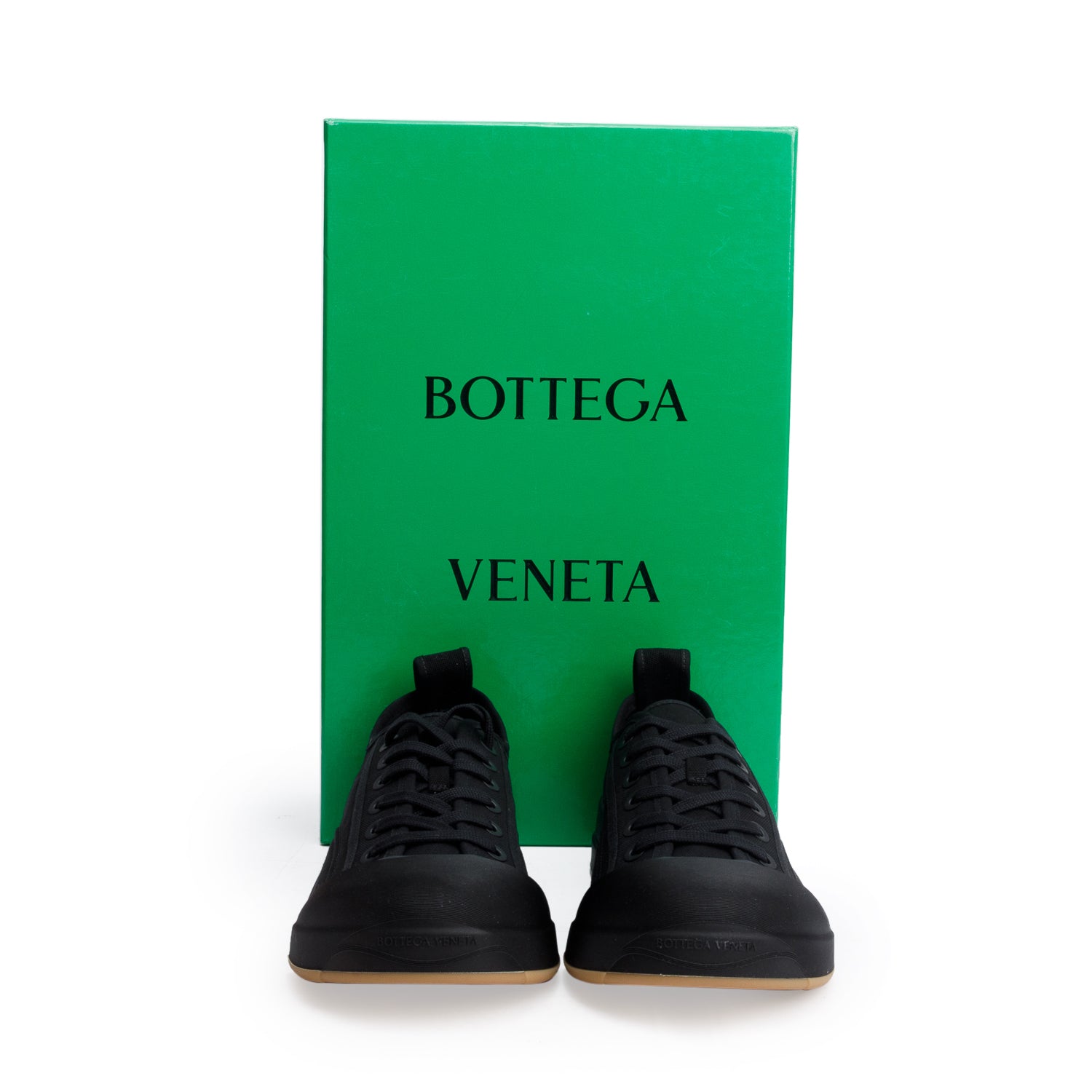 Bottega Veneta Black Canvas Vulcan Sneakers, Men's Size 44 w/ Box