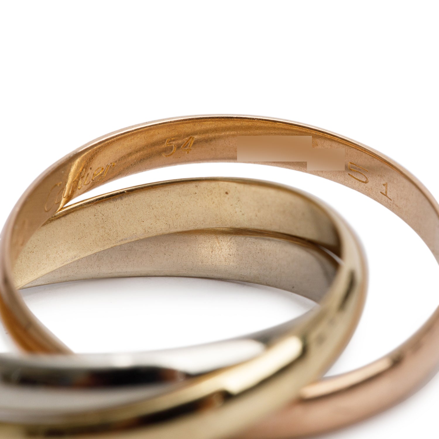 Cartier 18k Tri-Gold Vintage Trinity Rolling Ring, Small Model Size 54 7