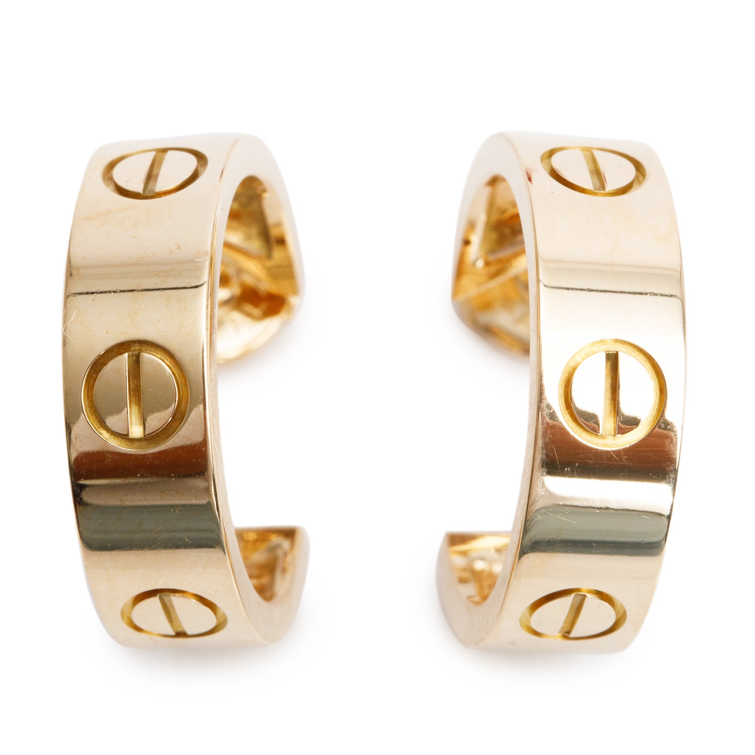 Cartier 18k Yellow Gold Love Hoop Earrings w/ Box