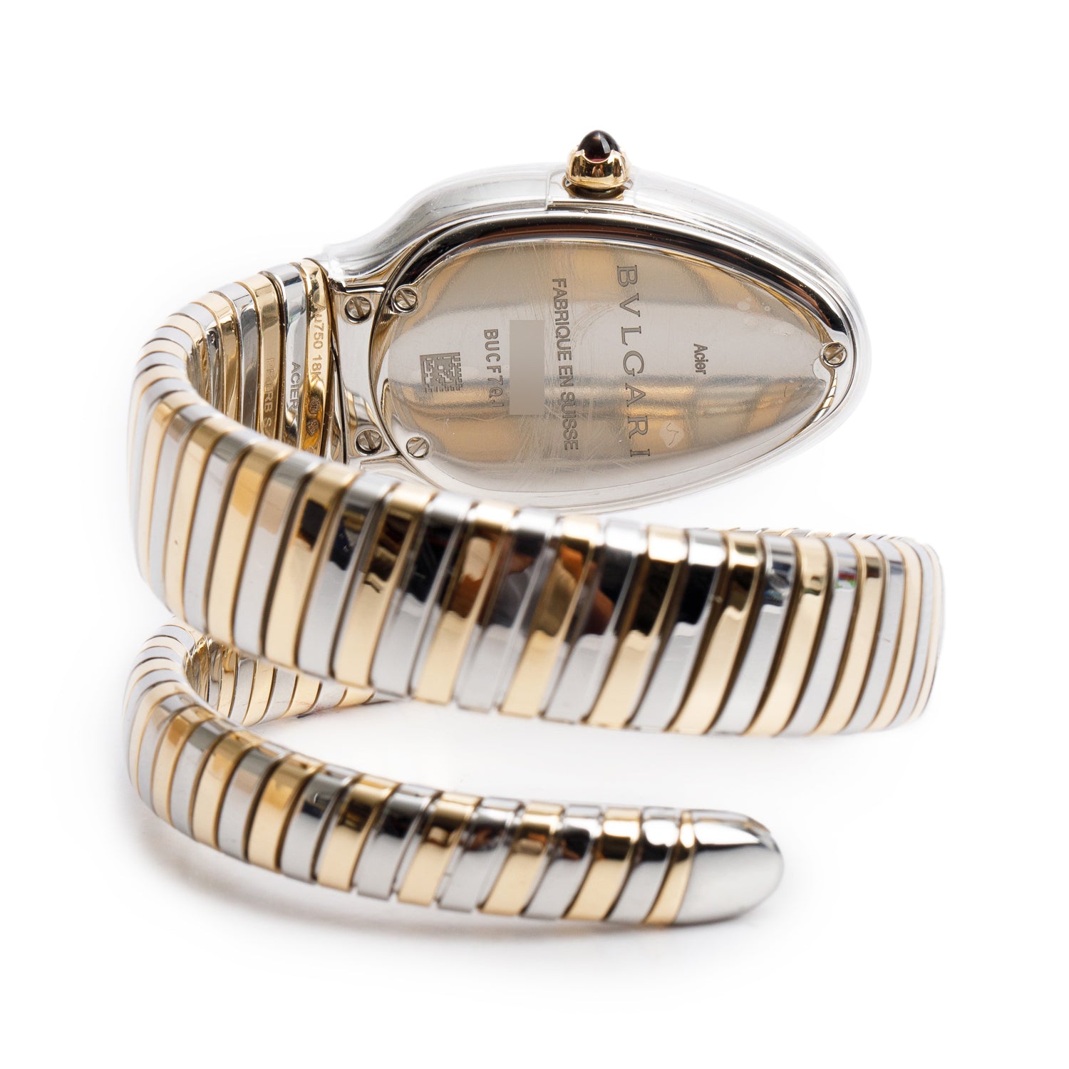 BVLGARI 2025 Stainless Steel & 18k Yellow Gold Serpenti Tubogas Watch 103648 w/ Box & Papers