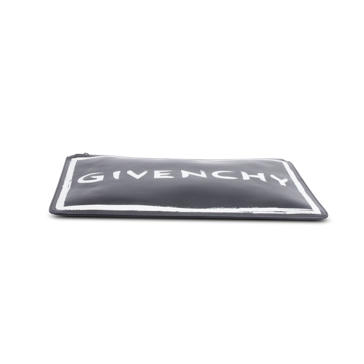 Givenchy Black Smooth Calfskin Graffiti Paint Logo Pouch