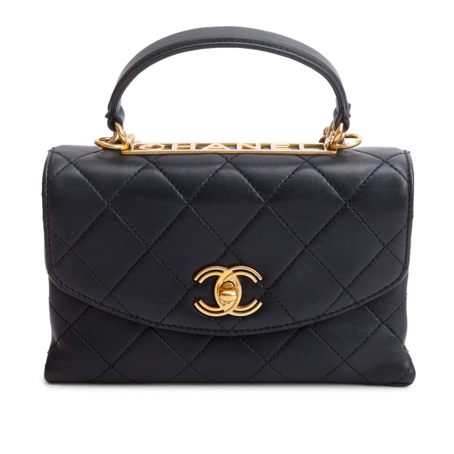 Chanel Black Quilted Lambskin Small Trendy Spirit Flap Handle Bag w/ Box & Authenticity Card
