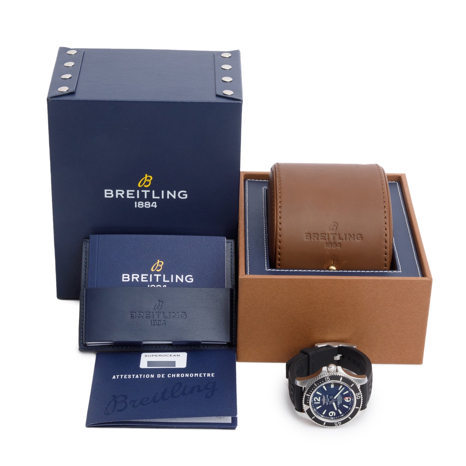 Breitling Stainless Steel Superocean 42 MM Automatic Watch Black Dial A17366 w/ Box & Papers