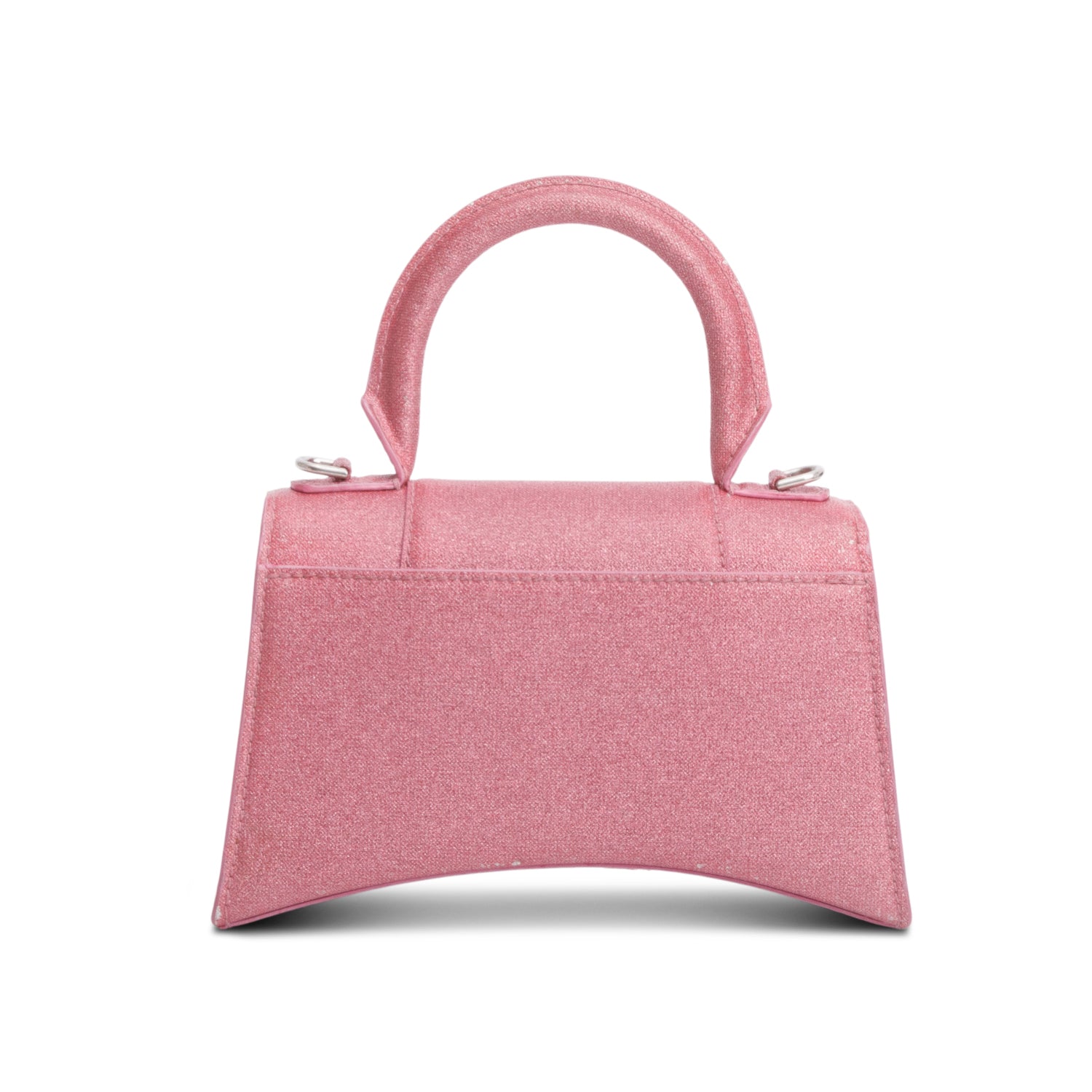Balenciaga Pink Glitter XS Hourglass Top Handle Bag w/ Strap