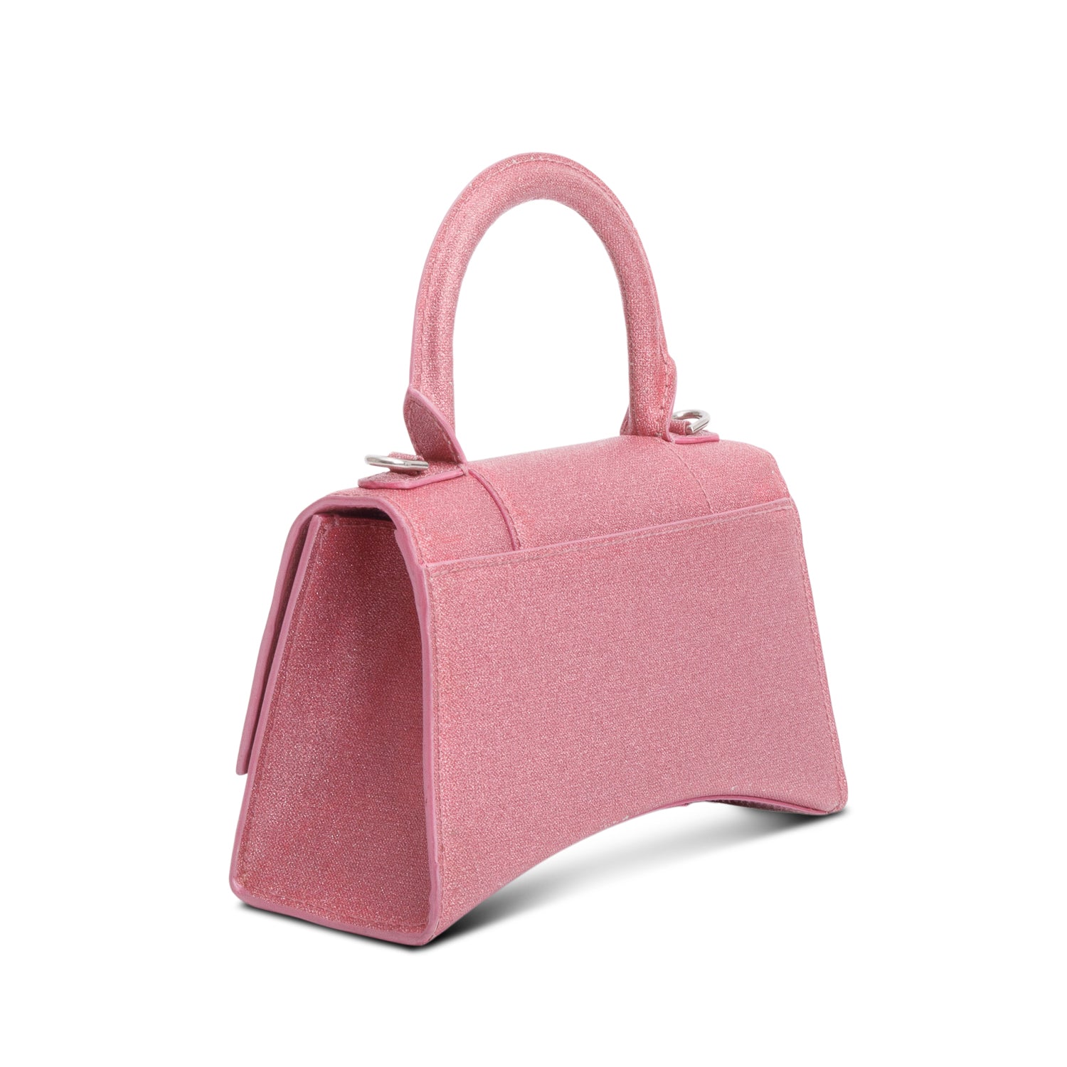 Balenciaga Pink Glitter XS Hourglass Top Handle Bag w/ Strap