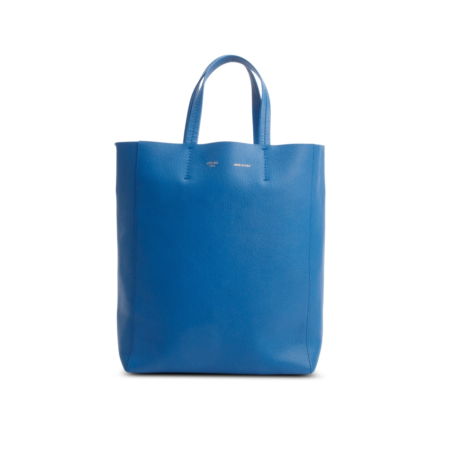Celine Blue Grained Calfskin Small Vertical Cabas Tote w/ Strap