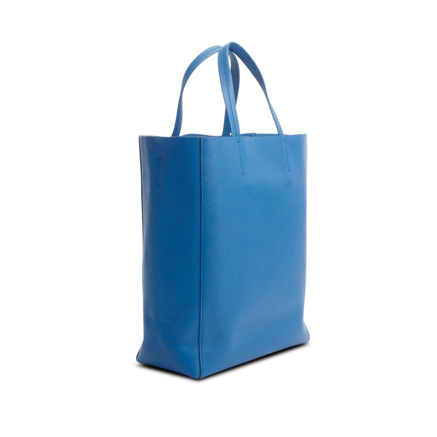 Celine Blue Grained Calfskin Small Vertical Cabas Tote w/ Strap