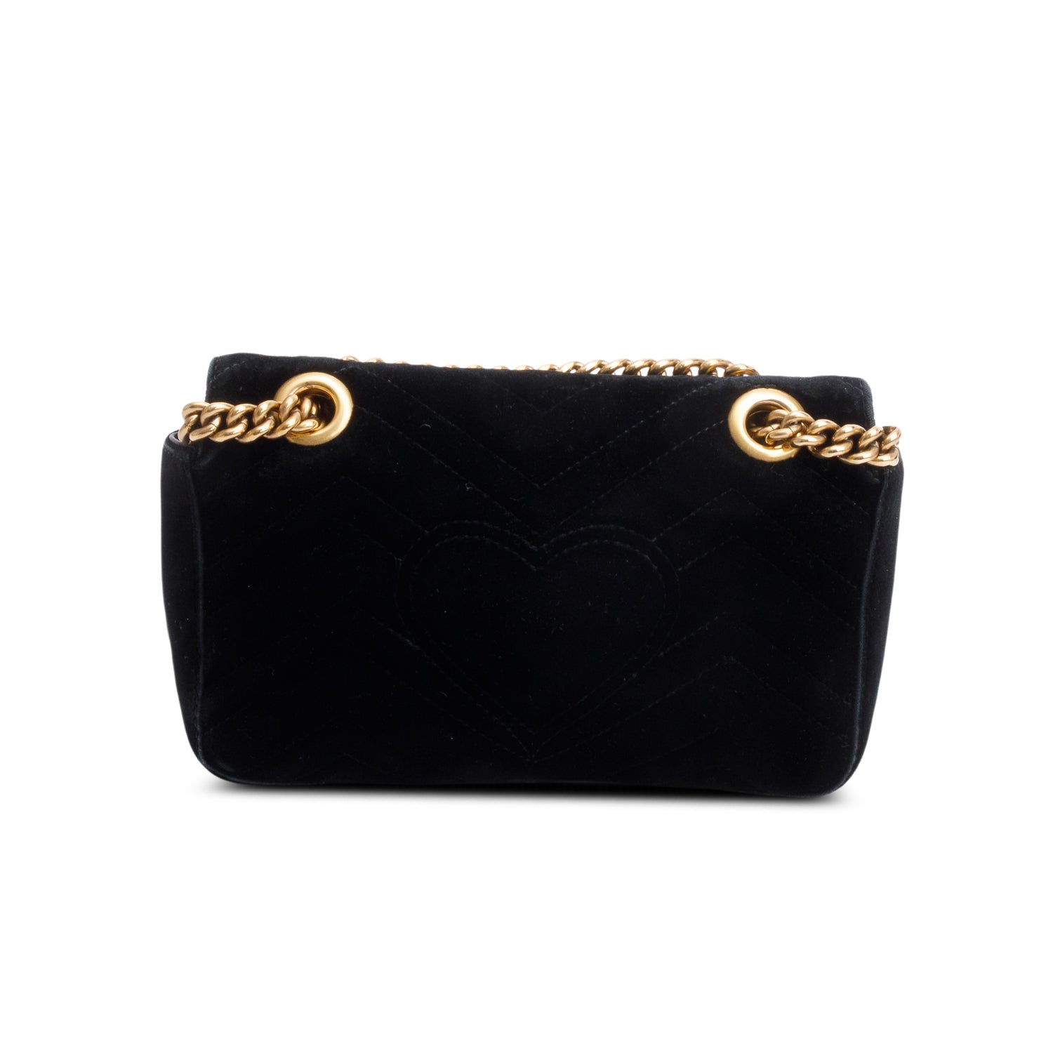 Gucci Black Velvet Matelasse Small GG Marmont Shoulder Bag