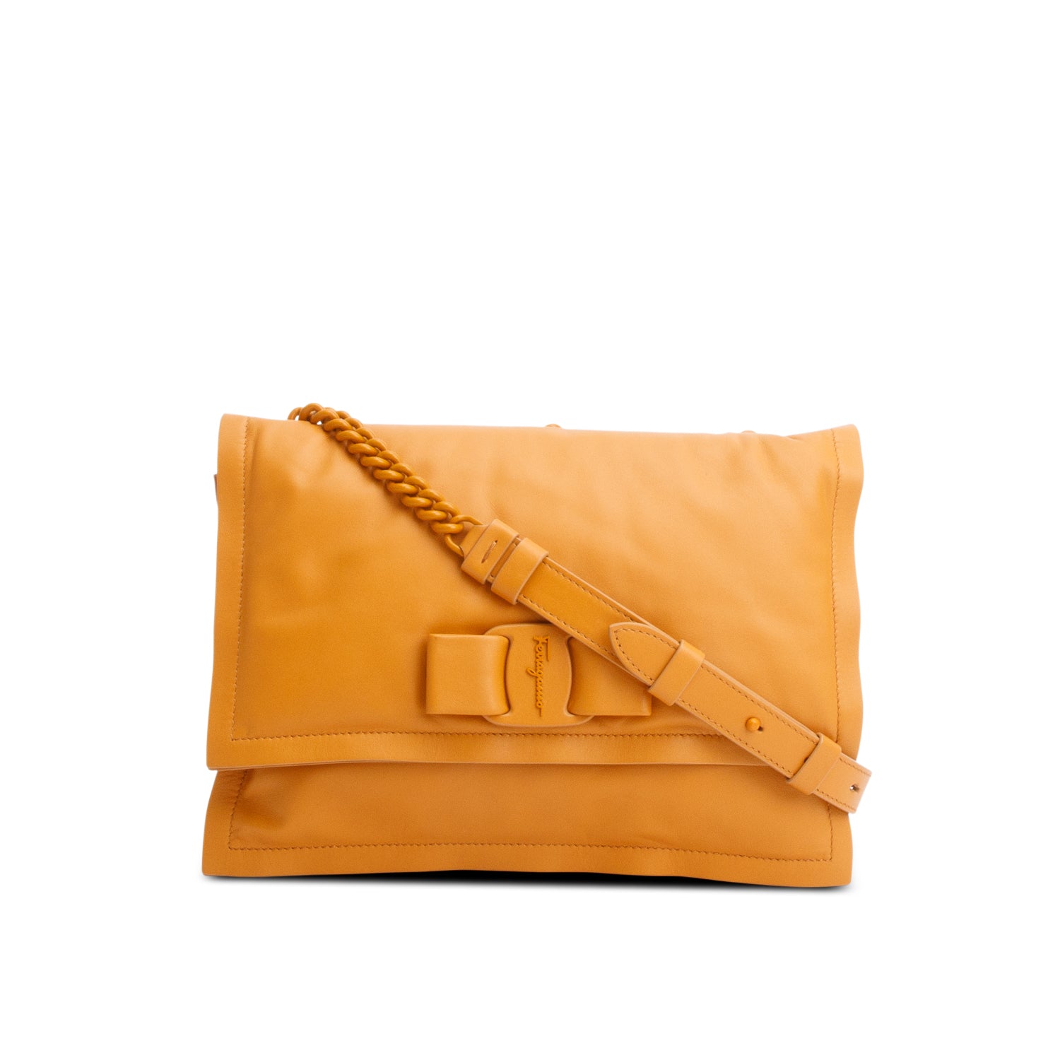 Salvatore Ferragamo Orange Calfskin Medium Viva Bow Shoulder Bag