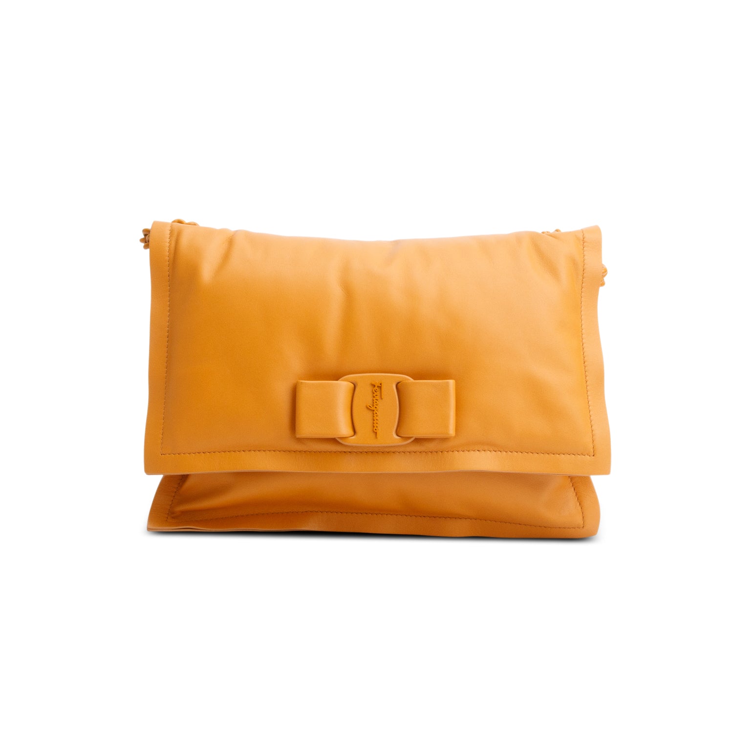 Salvatore Ferragamo Orange Calfskin Medium Viva Bow Shoulder Bag