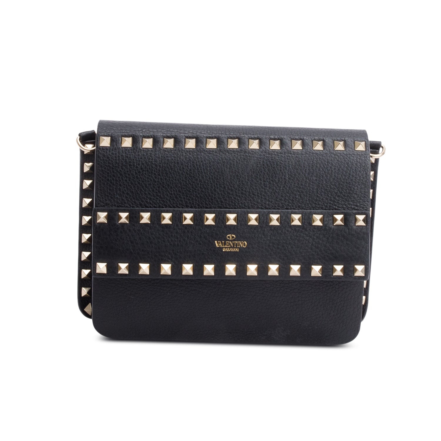 Valentino Garavani Black Small Leather Rockstud Bag w/ Strap