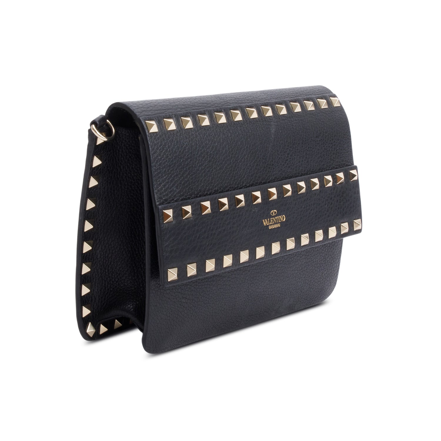 Valentino Garavani Black Small Leather Rockstud Bag w/ Strap