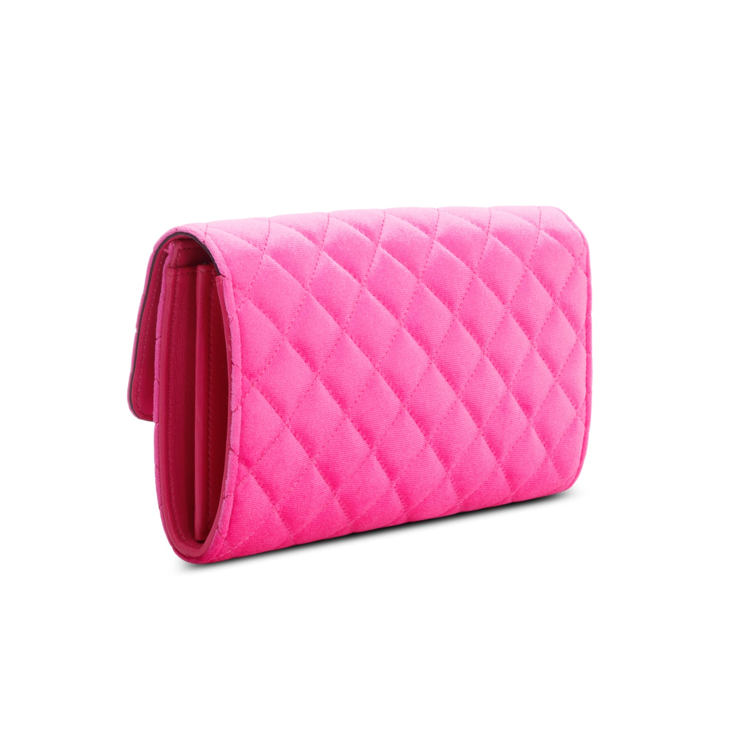 Versace Pink Velvet Quilted Medusa Wallet on Chain w/ Box
