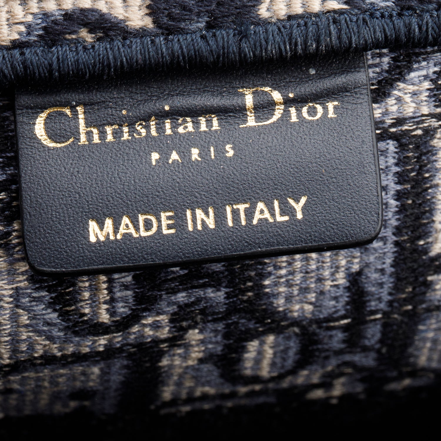 Christian Dior 2023 Ecru and Blue Oblique Embroidery Medium Book Tote