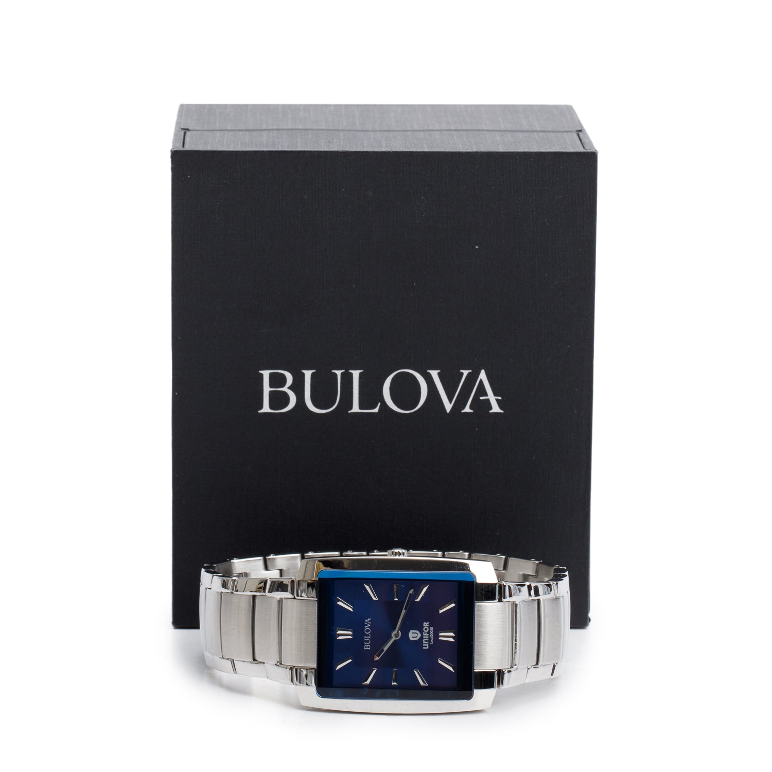 Bulova Stainless Steel Classic 35 MM Quartz Watch Blue Dial w/ Box