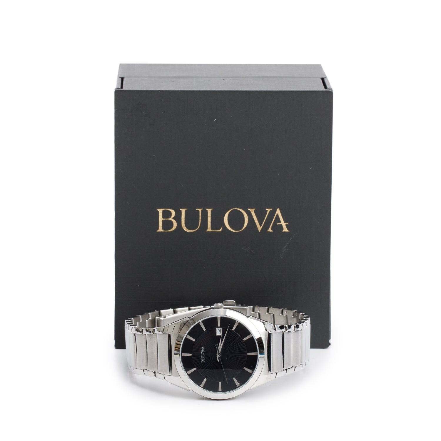 Bulova Stainless Steel Classic 38 MM Quartz Watch Black Dial w/ Box