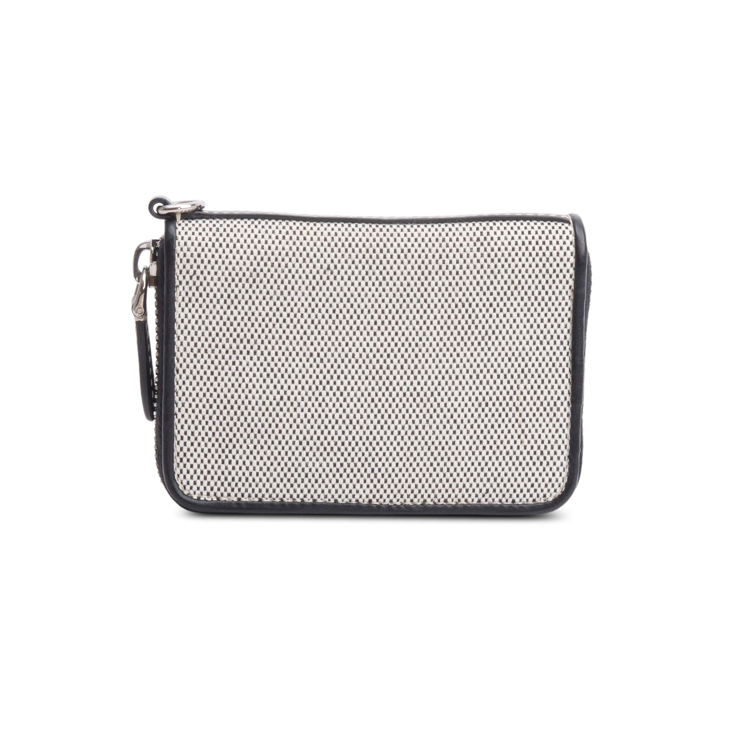 Burberry Canvas & Black Leather Zip Wallet w/ Strap