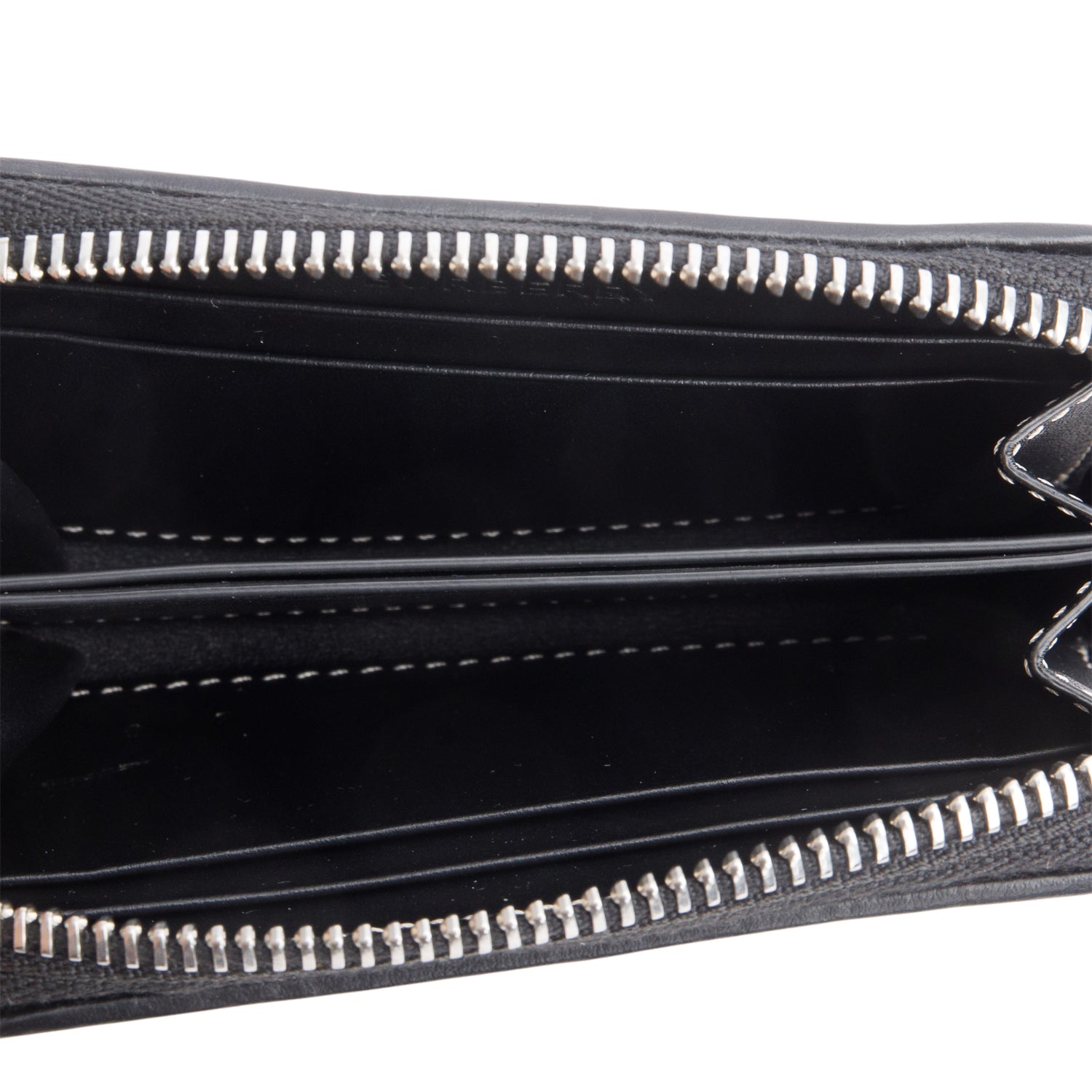 Burberry Canvas & Black Leather Zip Wallet w/ Strap