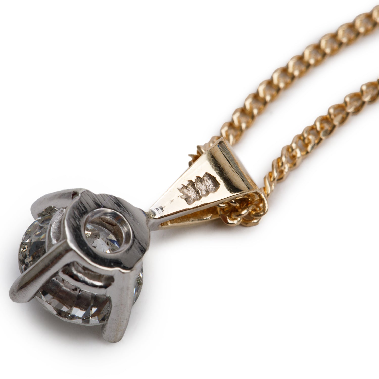 14k Yellow Gold 1.12 ct. Diamond Solitaire Pendant Necklace