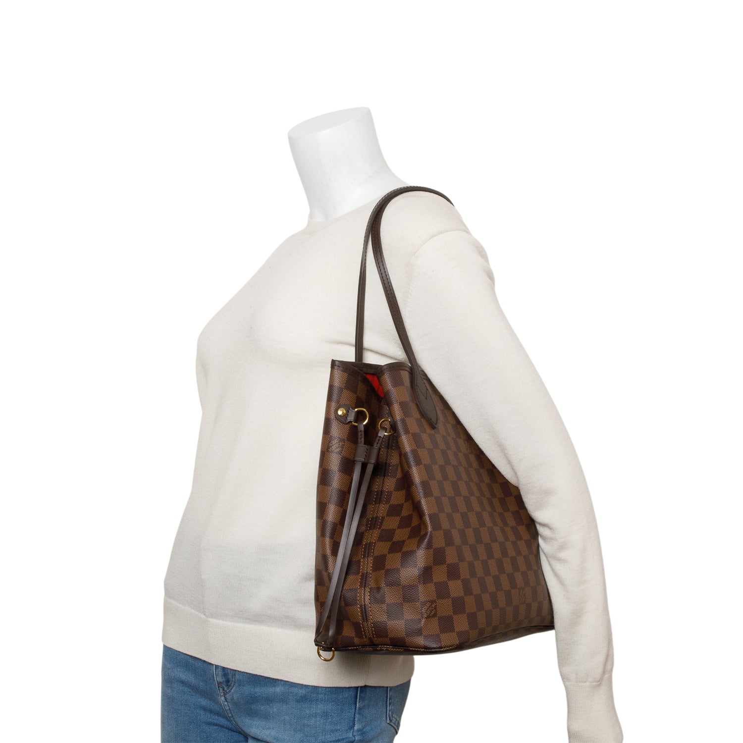 Louis Vuitton Damier Ebene Neverfull MM w/ Pouch & Box