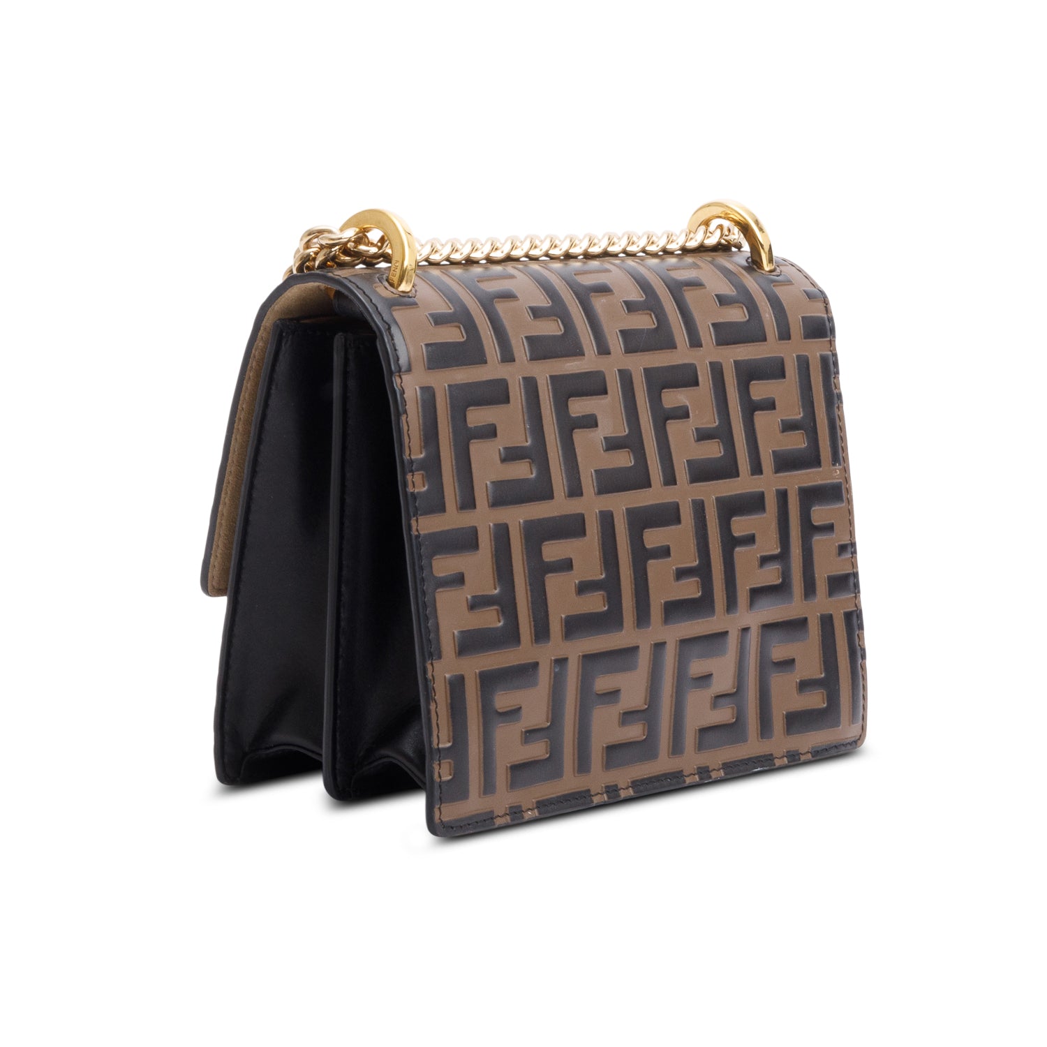 Fendi Vitello Liberty Bi-Color FF 1974 Embossed Small Kan U Shoulder Bag w/ Box