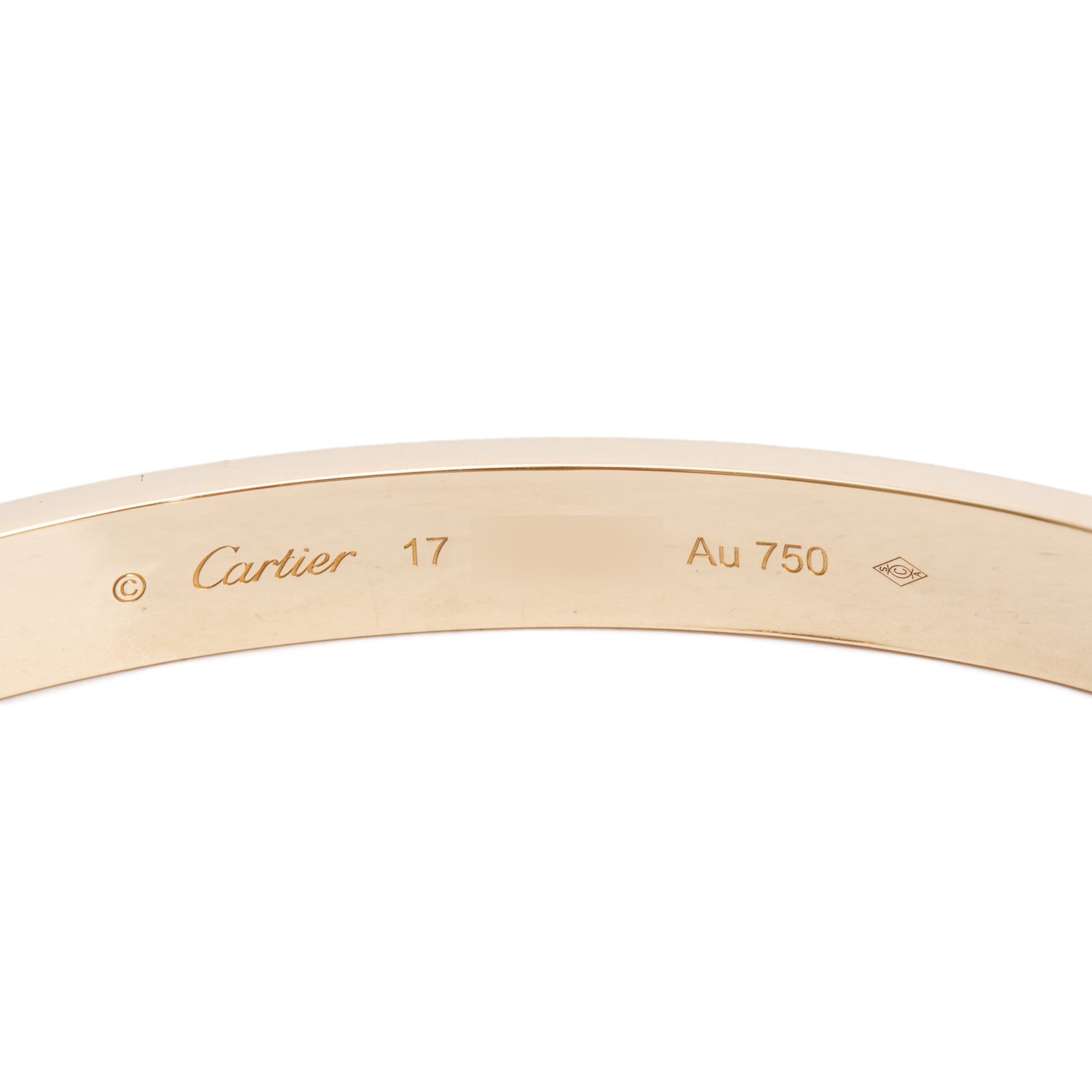 Cartier 18k Yellow Gold Love Bracelet, Classic Model, Size 17 w/ Box & Certificate