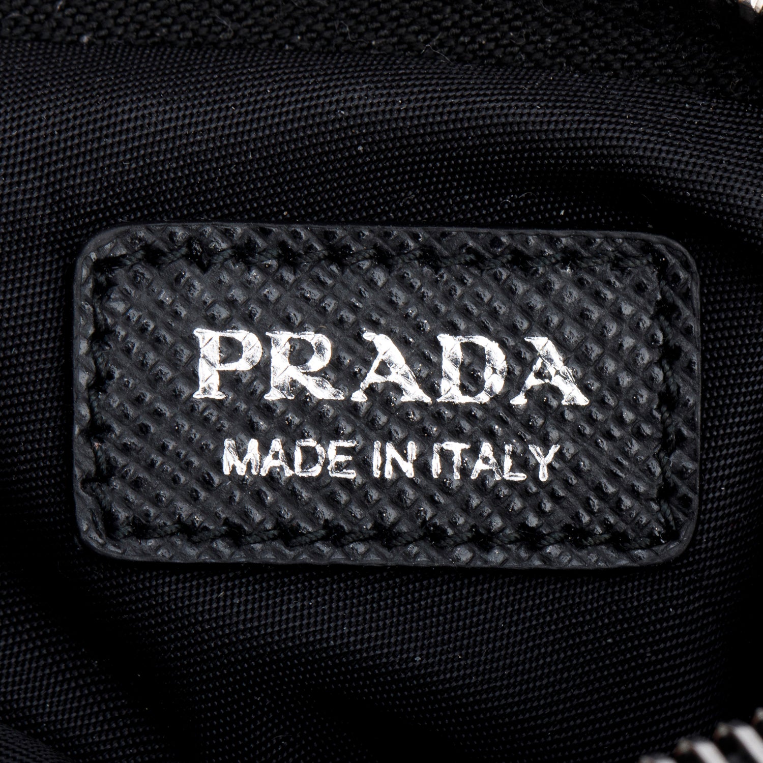 Prada Black Saffiano Belt with Tessuto Nylon Mini Pouch Size 75 30
