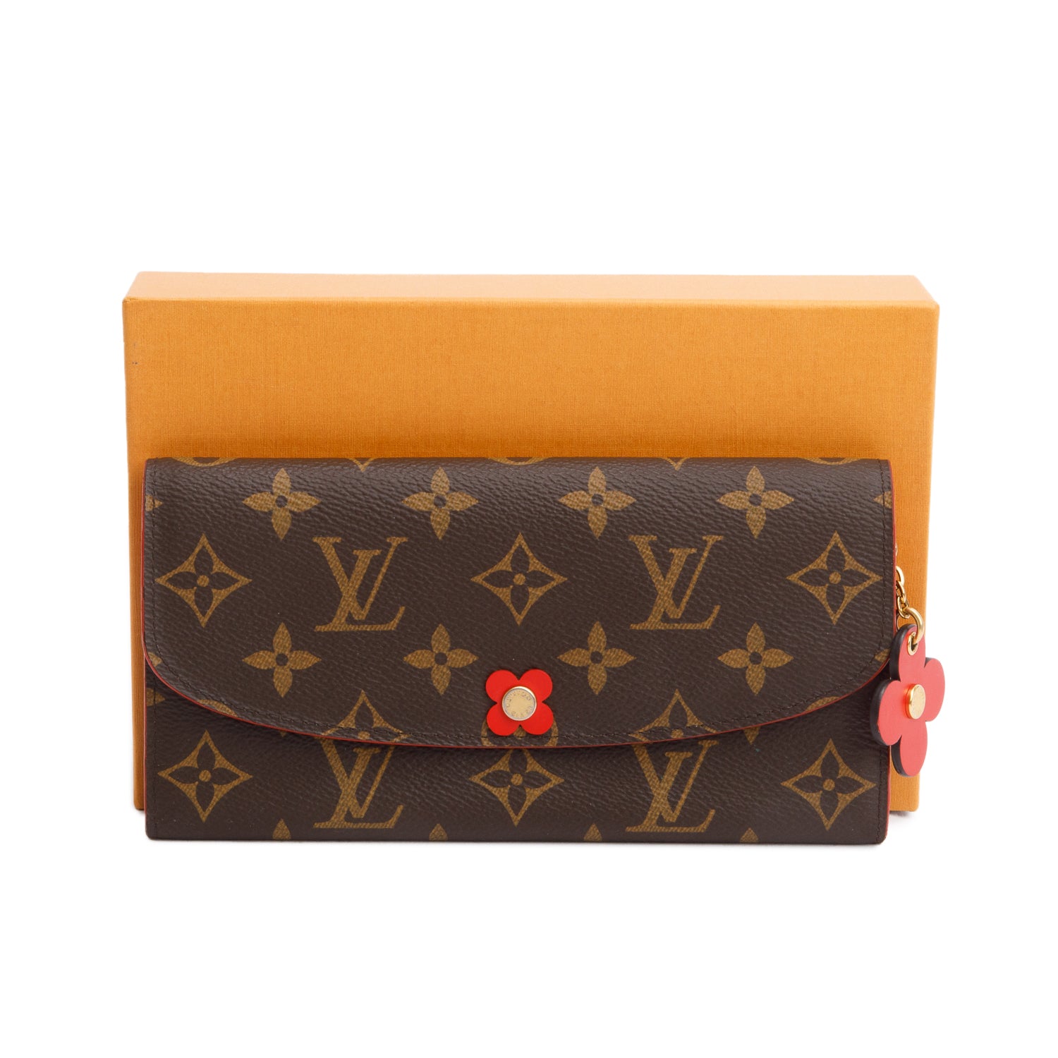 Louis Vuitton Monogram & Fuchsia Bloom Flower Emilie Wallet w/ Box