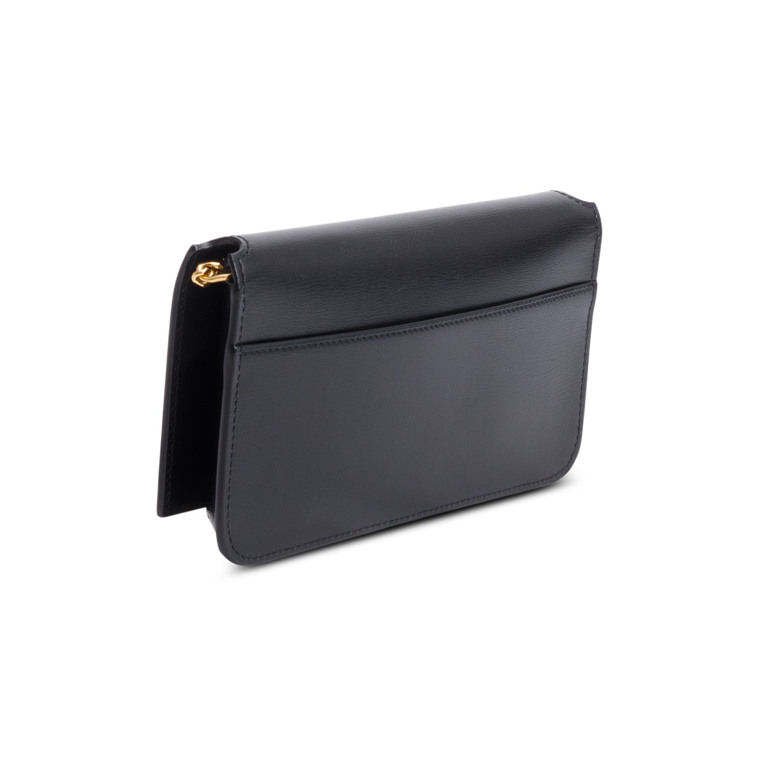 Saint Laurent Black Smooth Calfskin Leather Cassandre Phone Holder w/ Box