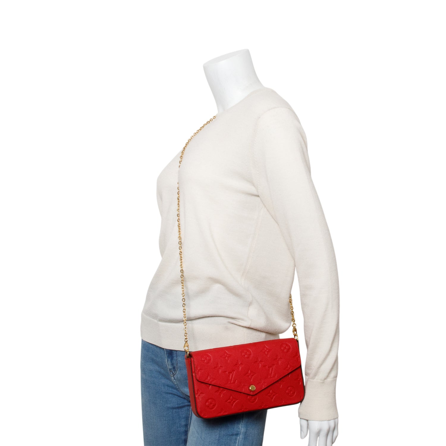 Louis Vuitton Red Monogram Empreinte Leather Felicie Pochette w/ Inserts