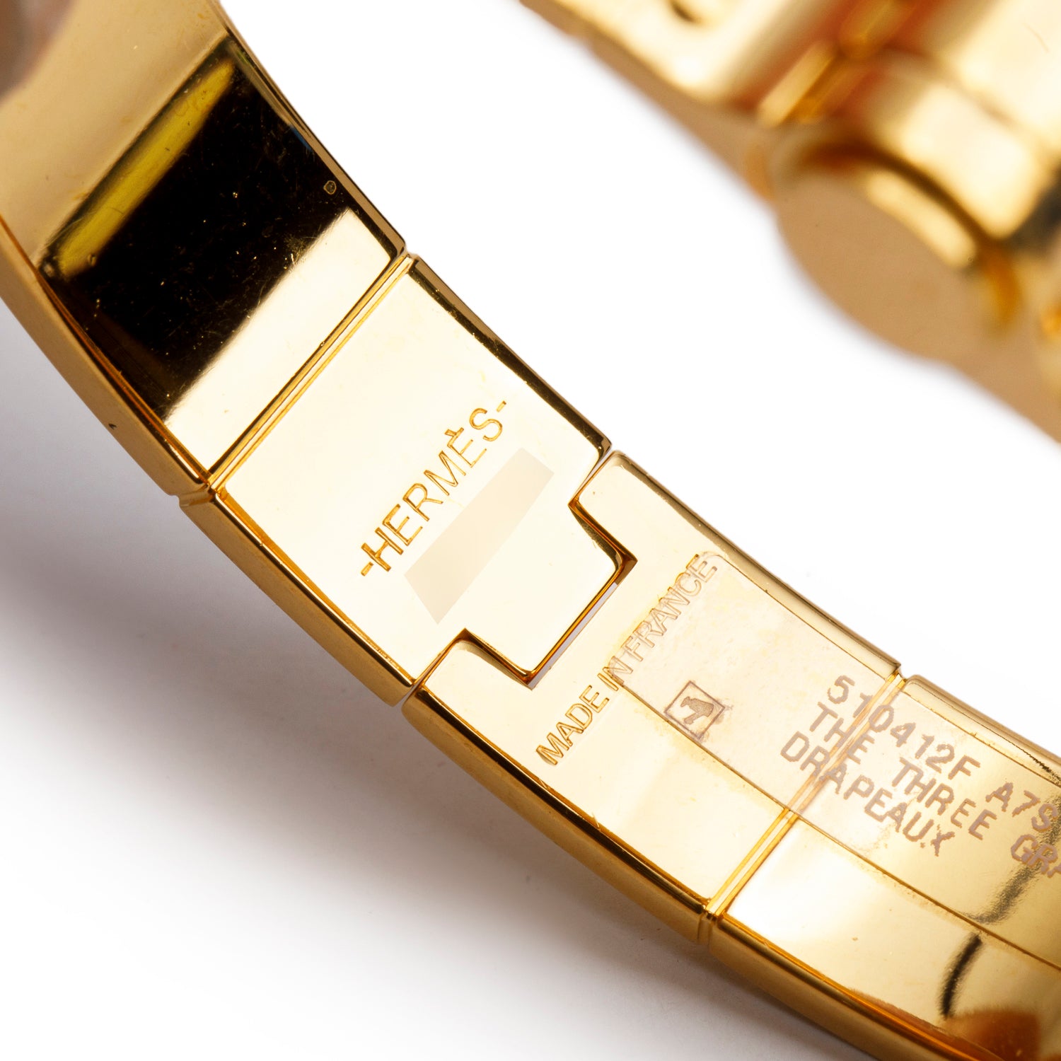 Hermes Gold-Plated The Three Graces Enamel Narrow Hinged Bracelet w/ Box